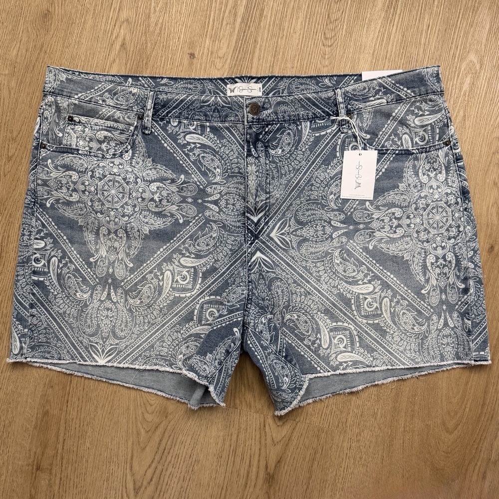 Jessica Simpson High Rise Ginger Shorts Size 24W Paisley Bandana Print